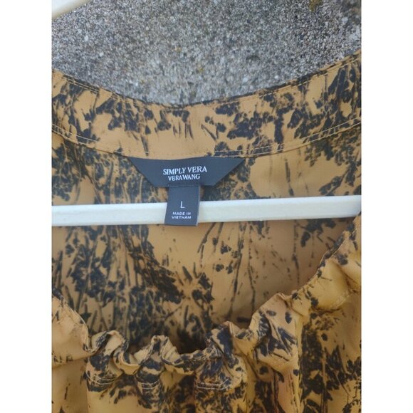 Simply Vera Wang Tank Blouse Womens Gold Black Polyester Sleeveless Size L - Picture 3 of 4